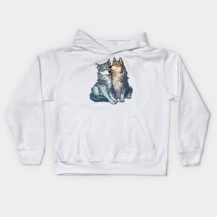 Valentine Cartoon Wolf Couple Kids Hoodie